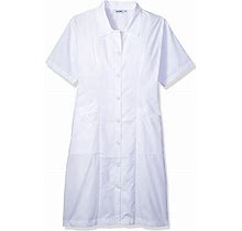 Landau Women's Student Button-Front Nursing 2-Pocket Scrub Dress Uniform, White, Small
