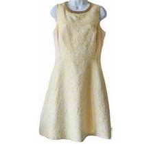 Belle Badgley Mischka Dress Fit And Flare Yellow Lace Party Sleeveless