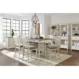 Ashley Bolanburg White And Gray Rectangular Counter Height Dining Room Set, Brown/White Contemporary And Modern Sets From Coleman Furniture