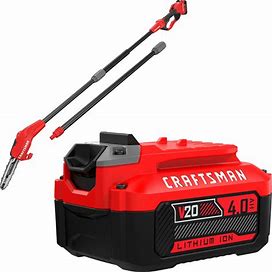 CRAFTSMAN V20 20-Volt Max 8-In Cordless Electric Pole Saw (Battery & Charger Included) & V20 20-Volt Max 4 Amp-Hour Lithium Power Tool Battery