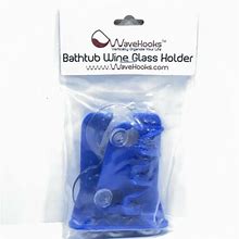 Wavehooks Bathtub Wine Glass Holder, Blue - New/Sealed
