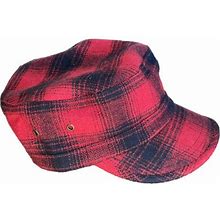 Stefeno Mens Winter Hat Red Plaid Wool Outdoor/Indoor Size Medium