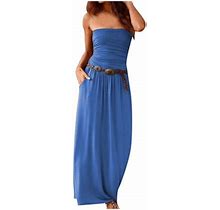Womens Casual Loose Sleeveless Solid Breawrap Floor-Length A-Line Dress Summer Sexy Boho Floral Sundresses Wedding Guegraduation Prom Formal Cocktail