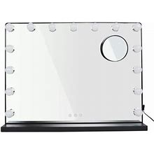 23in Vanity Mirror With Lights, Rectangular Lighted Makeup Mirror With Smart Touch Switch In Black