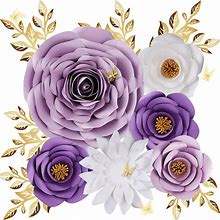Purple Roses Paper Flowers Decorations For Wall, Giant Floral Wall Decor For Baby Shower, Classroom, Nursery, Birthday, Fairy Garden Party Backdrop
