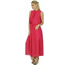 Bimba Long Pink Georgette Maxi Half Lined Sheer Dress Boho Chic Clothing
