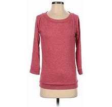 Marks & Spencer Long Sleeve T-Shirt: Pink Color Block Tops - Women's Size X-Small