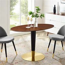 Modway Zinque 48" Oval Dining Table, Gold Walnut