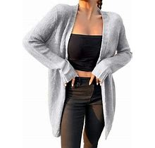 Pmuybhf Women Denim Jacket With Hood Women's Long Sleeve Knitted Cardigan Mid Length Casual Sweater For Women Womens Fall Jacket Plus Size
