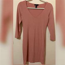 Forever 21 Dresses | Forever 21 Fitted Dress With Mid-Length Sleeves | Color: Pink | Size: S