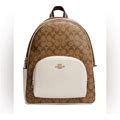 Coach Bags | Coach Court Backpack In Signature Canvas Chalk (New) | Color: Brown/Cream | Size: Os
