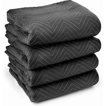 Sure-Max Moving & Packing Blankets - Ultra Thick Pro - 80" X 72" (65 Lb/Dz Weight) - Professional Quilted Shipping Furniture Pads Black - 4 Pack