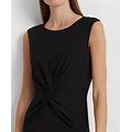 Lauren Ralph Lauren Women's Twist-Front Cap-Sleeve Stretch Jersey Dress - Black - Size 16