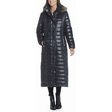 Miss Gallery Womens Removable Hood Heavyweight Overcoat Quilted Jacket, Medium, Black