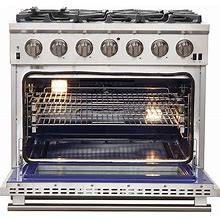 FORNO Capriasca Full Gas 30" Inch. Freestanding Range With 5 Sealed Burners Cooktop - 4.32 Cu.Ft. Gas Convection Oven Capacity, Stainless Steel Heavy