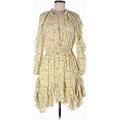 Ulla Johnson Casual Dress - A-Line: Yellow Floral Dresses - Women's Size 6