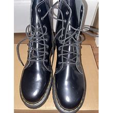 Dr. Martens Jadon Platform Leather Boot - Black Polished Smooth Size 11