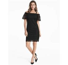 White House Black Market Black Lace Sheath Dress 0P Petite $150 Retail