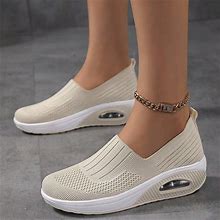 Women's Sneakers Slip-Ons Plus Size Flyknit Shoes Platform Sneakers Outdoor Daily Solid Color Flat Heel Round Toe Sporty Casual Walking Tissage Volant