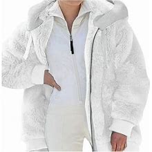 Htnbo Plus Size Hooded Fleece Coats For Women Winter Outerwear Fuzzy Full Zip Up Jacket Coats Warm For Cold Weather