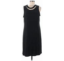 North Style Casual Dress - Shift Crew Neck Sleeveless: Black Print Dresses - Women's Size Medium