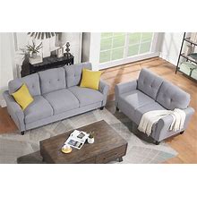 Harper & Bright Designs 2-Piece Living Room Sectional Sofa Set, Modern Style Linen Upholstered Loveseat Sofa And 3-Seat Sofa Set Sectional Couch,