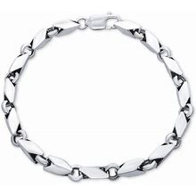 Men's Polished Link Bracelet In Sterling Silver - Silver