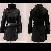 Ivanka Trump Jackets & Coats | Belted Removable Hood Trench Jacket Coat - Size S | Color: Black | Size: S