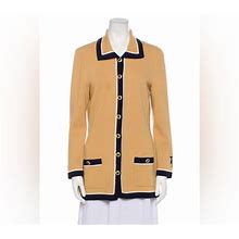 St. John Collection Sweaters | St. John Collection Color Blocks Pattern Blazer Knit Sweater Cardigan | Color: Blue/White/Yellow | Size: 4