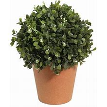 Mainstays 11" Artificial Boxwood Topiary Plant Terracotta Pot In Green