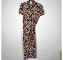 Talbots Petites Womens Size 8P 100% Silk Wrap Dress Print - Women | Color: Brown | Size: Petite M