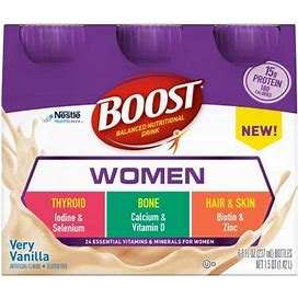 Boost Women Ready To Use Oral Supplement | Vanilla | Case Of 24 Bottles | Carewell