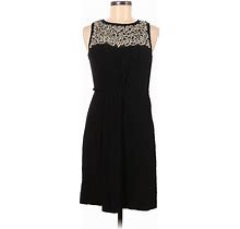 Rebecca Taylor Casual Dress - Sheath Crew Neck Sleeveless: Black Print Dresses - New - Women's Size 6