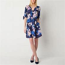 Jessica Howard Short Sleeve Floral Fit + Flare Dress | Blue | Womens 4 | Dresses Fit + Flare Dresses | Spring Fashion | Easter Fashion