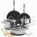 Greenpan Chatham Tri-Ply Stainless Steel Healthy Ceramic Nonstick 12 Piece Cookware Pots And Pans Set, PFAS-Free, Multi Clad, Induction, Dishwasher