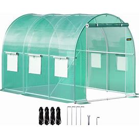 VEVOR Walk-In Tunnel Greenhouse 9.8 X 6.6 X 6.6 ft Portable Plant Hot House W/ Galvanized Steel Hoops 1 Top Beam Diagonal Poles Zippered Door & 6