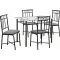 Monarch Specialties - Dining Table Set, 5Pcs Set, Small, 40" Rectangular, Kitchen Marble Look - 39.75"L X 27.5"W X 30"H - White, Black,Grey
