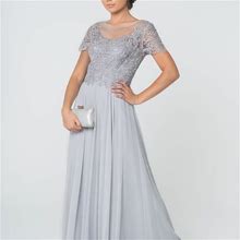 Gls Collective Dresses | Silver Mother Of Bride Evening Jeweled Illusion Neck Long Maxi Dress Gsgl2813 | Color: Silver | Size: Various