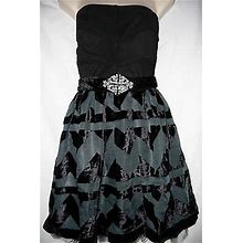 Wet Seal $60 Black Velvet Trim Strapless Tulle Belted Party Mini Dress