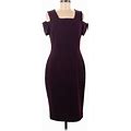 Calvin Klein Casual Dress - Sheath Cold Shoulder Short Sleeve: Burgundy Solid Dresses - Women's Size 8