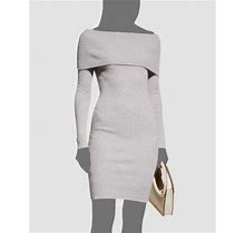$495 Neiman Marcus Women's Gray Cashmere Off-The-Shoulder Sweater Dress Size Xl