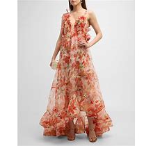 Zimmermann Tranquillity Floral Strap Gown, Red Lily, Women's, 2, Evening Formal Gala Gowns Mother Of The Bride Groom Evening Gowns