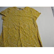 Womens Isaac Mizrahi Yellow Short Sleeve Shirt Sz L