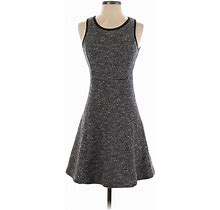 J.Crew Casual Dress - Mini Crew Neck Sleeveless: Black Chevron/Herringbone Dresses - Women's Size 0