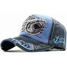 Shiyao Cotton Shark Embroidery Baseball Cap For Women Men Casual Fashion Adjustable Baseball Cap Trendy Hat