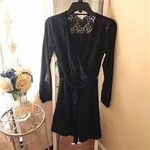 Charming Charlie Dresses | Charming Charlie Lace Long Sleeve Wrap Dress S | Color: Black | Size: S