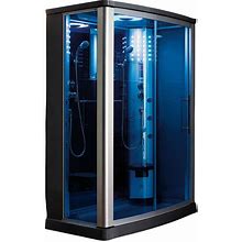 2 Person Walk In Steam Shower Tempered Blue Glass Etl Certified 220 V