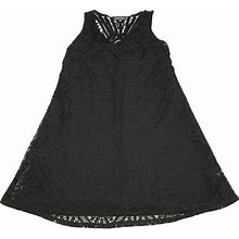 Luxology Shift Dress Womens Small Black Crochet Lace Lined Sleeveless Sundress