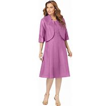 Roaman's Women's Plus Size Petite Fit-And-Flare Jacket Dress - 20 W, Purple
