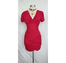 Halston Pink Bodycon Ruched Dress Size S